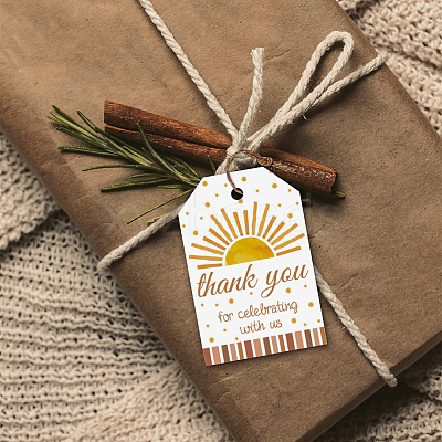120Pcs 4 Styles Sunflower Paper Thank You Gift Tags CDIS-WH0038-04-1