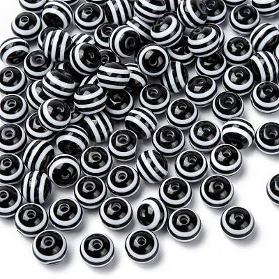 Round Striped Resin Beads RESI-R158-10mm-11-1
