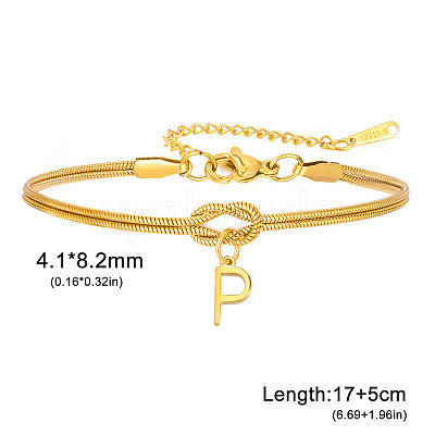 304 Stainless Steel Initial Charm Bracelets FS-WGD8E41-38-1