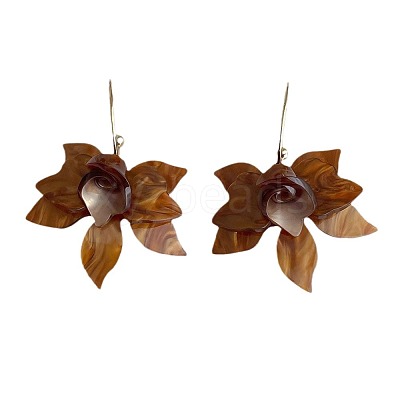 Alloy Acrylic Flower Dangle Stud Earrings FS-WG43F84-01-1