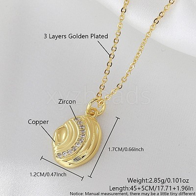 Ocean Summer Brass Pave Clear Cubic Zirconia Pendant Necklaces FS-WG8D1A7-25-1