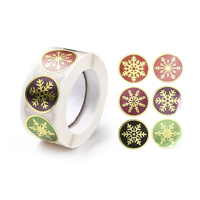Christmas Themed Flat Round Roll Stickers DIY-B045-14-1