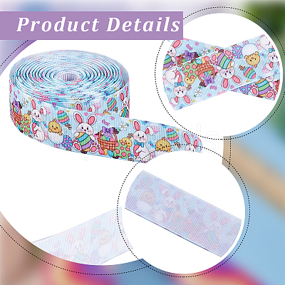Easter Printed Polyester Grosgrain Ribbon OCOR-WH0077-79A-1