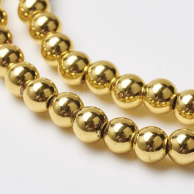 Non-magnetic Synthetic Hematite Bead Strands G-P262-20-4mm-G-1