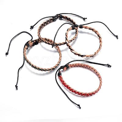 Adjustable Braided Leather Cord Bracelets BJEW-P099-21-1