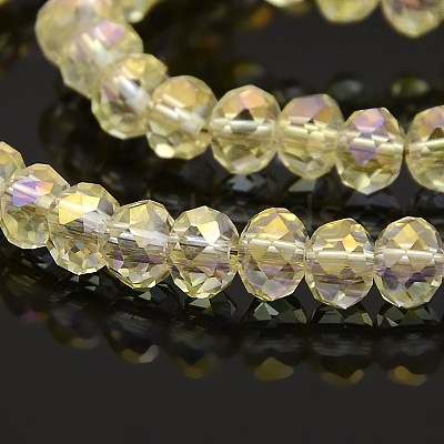 AB Color Plated Faceted Rondelle Electroplate Glass Beads Strands GLAA-A024D-AB15-1
