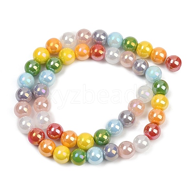 Electroplate Glass Beads Strands X-EGLA-D300-10-8mm-1