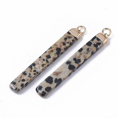 Top Golden Plated Natural Dalmatian Jasper Pendants G-S359-028G-1