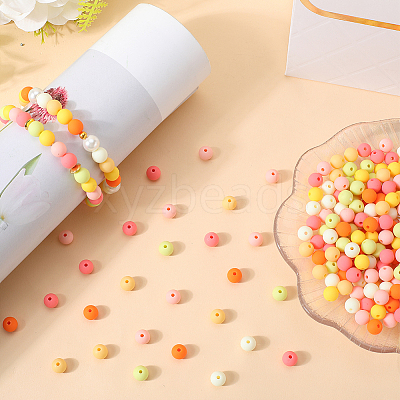 500Pcs Rubberized Style Imitated Silicone Acrylic Beads OACR-SP0001-33C-1