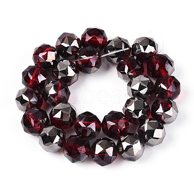 Electroplate Transparent Glass Round Beads Strands EGLA-T029-8mm-12T-05-1