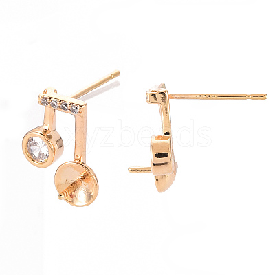 Brass Micro Pave Clear Cubic Zirconia Earring Findings KK-T062-230G-NF-1