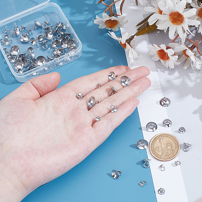 80Pcs 4 Styles 201 Stainless Steel Bead Cap Pendant Bails STAS-UN0063-51-1