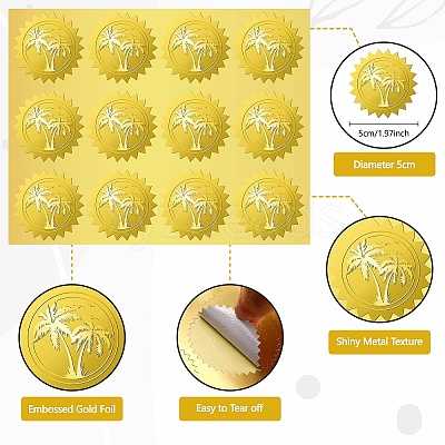 34 Sheets Self Adhesive Gold Foil Embossed Stickers DIY-WH0509-047-1