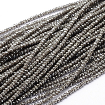 Faceted Rondelle Full Rainbow Plated Electroplate Glass Beads Strands EGLA-M004-2mm-A04-1