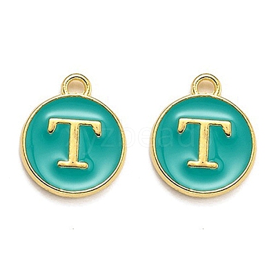 Golden Plated Alloy Enamel Charms X-ENAM-Q437-15T-1