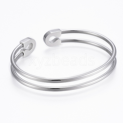 Tarnish Resistant Trendy 304 Stainless Steel Torque Cuff Bangles BJEW-H703-17P-1