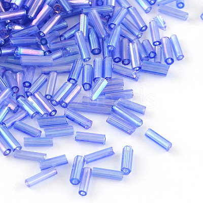 AB Color Plated Glass Bugle Beads SEED-R011-166-1