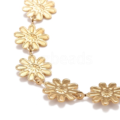 Enamel Daisy Link Chain Necklace NJEW-P220-01G-01-1