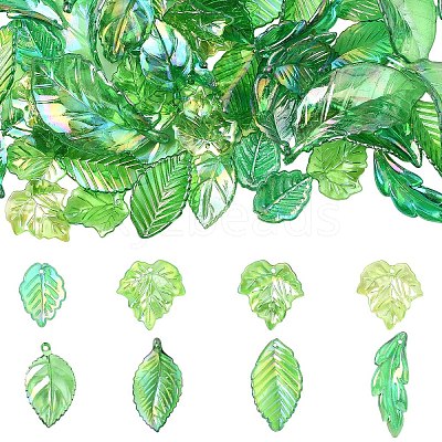 80Pcs 8 Colors UV Plating Acrylic Pendants OACR-YW0003-88-1