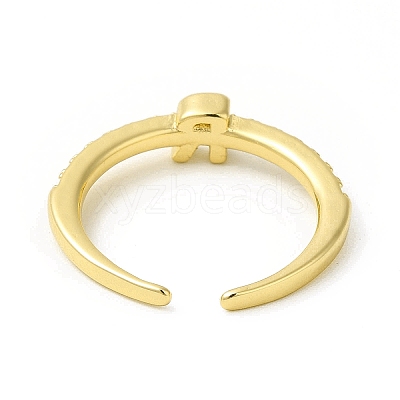 Clear Cubic Zirconia Initial Letter Open Cuff Ring RJEW-H120-09G-R-1