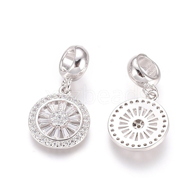 Brass Micro Pave Cubic Zirconia European Dangle Charms ZIRC-E163-19P-1