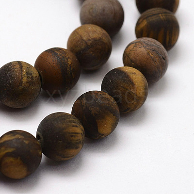 Frosted Natural Tiger Eye Beads Strands X-G-F364-18-8mm-1