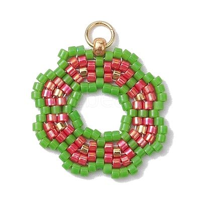 Seed Beads Beaded Charms PALLOY-MZ00205-04-1