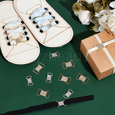 16Pcs 2 Colors Alloy Crystal Rhinestone Connector Charms KK-WR0001-07-1