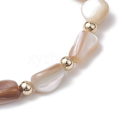 Natural Seashell Beaded Stretch Bracelets for Women BJEW-JB10932-1