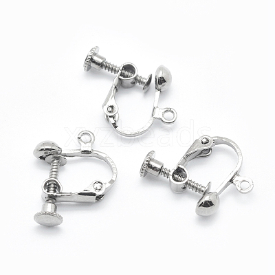 Brass Screw On Clip-on Earring Findings X-KK-L164-01P-1