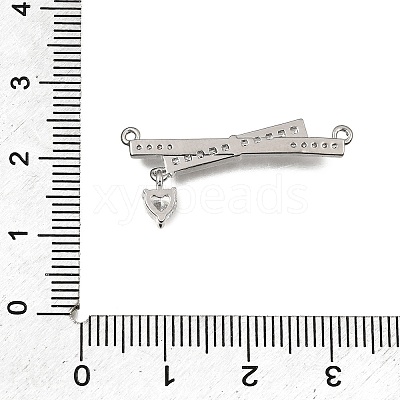 Brass Micro Pave Clear Cubic Zirconia Connector Charms CU-CBA3569-04P-C-1