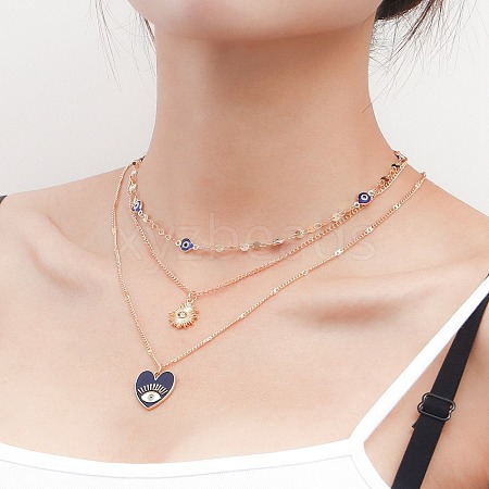 Alloy Rhinestone 3 Layer Necklaces WGF0AED-02-1