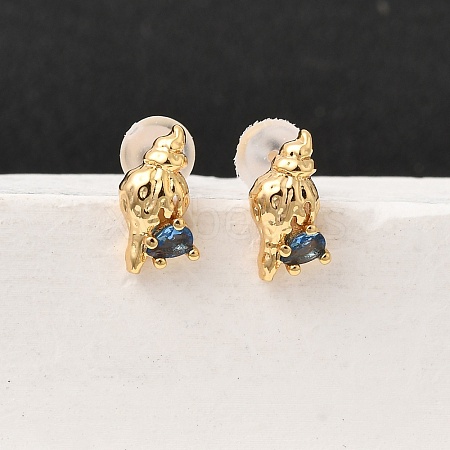 Brass Stud Earrings EJEW-C158-11C-G-1