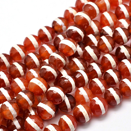Tibetan Style Striped Pattern dZi Beads Strands TDZI-O005-10H-10mm-1
