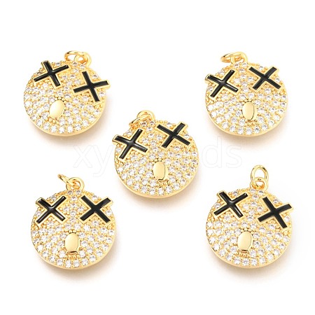 Brass Micro Pave Clear Cubic Zirconia Pendants X-ZIRC-B0004-15G-1