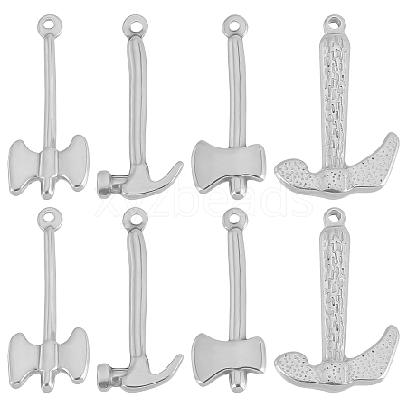 8Pcs 4 Style 304 Stainless Steel Pendants STAS-UN0031-96-1