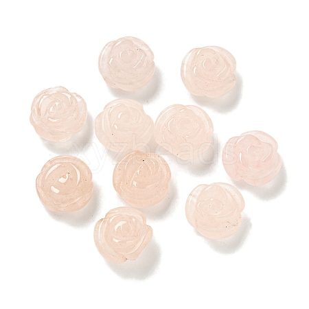 Natural Rose Quartz Carved Flower Beads G-O156-B-38-1