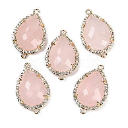 Natural Rose Quartz Faceted Teardrop Links G-B126-03G-01-1