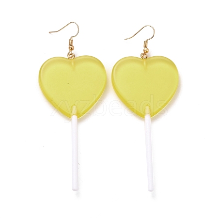 Transparent Heart-shape Lollipop Dangle Earrings for Women EJEW-Z015-05A-1