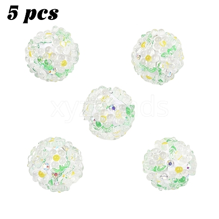 5Pcs Handmade Polymer Clay Rhinestone Beads with Resin RESI-YW0005-95A-1
