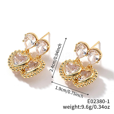 Chic Brass Clear Cubic Zirconia Stud Earrings TD6375-1-1