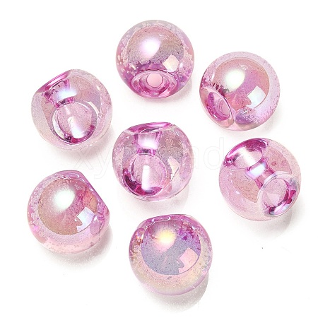 UV Plating Rainbow Iridescent Acrylic Beads OACR-G012-06C-1