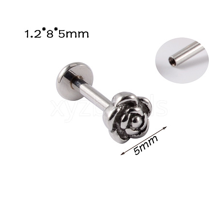 Rose Flower 304 Stainless Steel Threadless Labrets WG137BA-05-1