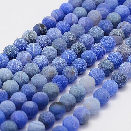 Frosted Natural Weathered Agate Beads Strands G-F367-6mm-01-1