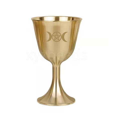 Brass Triple Moon Goddess and Pentagram Altar Goblet Chalice Ornament WICR-PW0001-23A-01-1