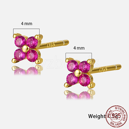 Golden Sterling Silver Flower Stud Earrings FC2873-5-1