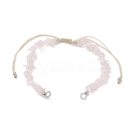 Natural Rose Quartz Chip Nylon Braided Beaded Bracelet Making AJEW-JB01296-01-1