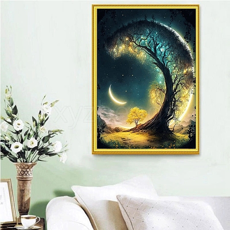 Tree & Moon DIY Diamond Painting Kits DIAM-PW0009-47E-1