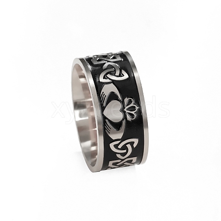 Stainless Steel Enamel Triquetra/Trinity Knot Finger Rings PW-WG80958-09-1