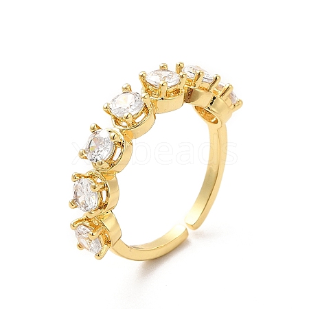 Cubic Zirconia Open Cuff Ring RJEW-C055-01G-01-1